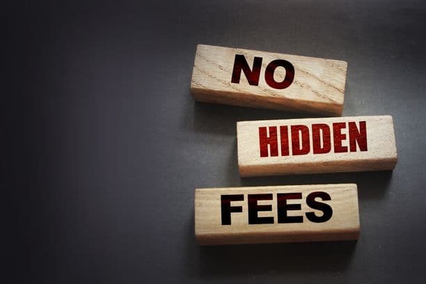 Wood blocks reading 'No hidden fees'